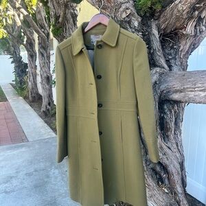 J. Crew Double Cloth Wool Coat in Olive